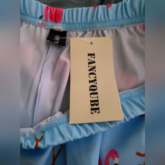 Womens Fancyqube Flamingo Swing Skirt Blue & Pink Elastic Waist Size Small NWT - Picture 6 of 6